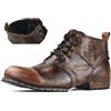 OSSTONE Marrone Winter Stivali da moto per uomo Caviglia camminare moda Pelle fleece inside Chukka Stivali Uomo Scarpa Casual OS-6015-2,fleece brown，US10.5(EU44.5)