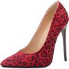 XIEPP décolleté sexy a spillo con punta a punta - Tacchi alti da infilare, da donna, design minimalista e classico con tacco ultra sottile, Stampa leopardata rossa, 47 EU