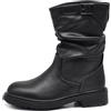 IF Stivali Stivaletti Anfibi Biker Motociclista Arricciati Caviglia Con fibia Da Donna G680 Nero N.41