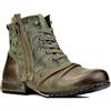 OSSTONE Western Stivali Cowboy Boots Camouflage Verde Maschio Mens Motociclo Botas Cerniera su in Pelle Vitello retrò Stile Uomo Stivali Caviglia Boots OS-5008-8-H-Green-R