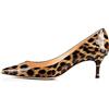 JIEEME Brevetto Leather Women's Fashion Pointed Toe Stiletto Slip-on High Heel Big Size Easy Walking Casual Pumps for Women Za41-3S, leopardo, 40 EU