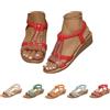 Cocila Sandali Donna Estivi Bohemia con Strass e Perline Eleganti Piatto Comode Punta Aperta Cinturino Elastico Sandali Spiaggia Antiscivolo Scarpe Casual Leggere Estate Vacanze Rosso 40