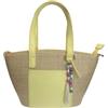 NAJ-OLEARI Borsa da Donna in Paglia, con Manici in Ecopelle, Taschino Frontale e Ciondoli Decorativi, 31x19x9 cm (Giallo)