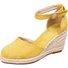 Generisch Espadrillas da donna con zeppa e cinturino alla caviglia, sandali chiusi per feste estive, ufficio o passeggiate in città., Stile M15 giallo, 36 EU