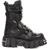 New Rock Stivali M-422-S1 Stivali Gotici con Plateau in Pelle Nera Metallizzata Unisex 37