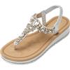 JOMIX Sandali Donna Eleganti Sandali Donna Estive Comodi Sandali Bassi Gioiello con Tacco Largo SD8113-11 (Argento, 36)