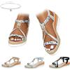 Generic Sandali con zeppa boho per donne, larghi, casual, con plateau, ortopedici, comodi, da passeggio, con punta aperta, slip-on, con cinturino alla caviglia, eleganti, da spiaggia estivi, Blu, 38 EU