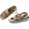 JOMIX Sandali Comodi Donna Estivi con Strappo e Fibbia Regolabile Tacco Zeppa Plantare Estraibile Vera Pelle Scarpe Anziani Ergonomico Anatomico Ortopedico per Camminare con Comfort Camel 38