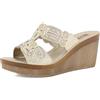 inblu Ciabatte Donna a Zeppa con Doppia Fascia in Ecopelle con Strass e Plantare Imbottito, Zeppa 7,5cm