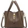HiTotes Borsa a secchiello da donna, in pelle, alla moda, vintage, a secchiello, borsa a tracolla, borsa a secchiello in pelle, borsa a secchiello con piccola borsa, Grigio, 22cm