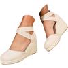 Generic Sandali estivi da donna, comodi ed eleganti, con suola morbida, punta chiusa, disponibili in diversi colori, versatili, 1a beige, 40.5 EU