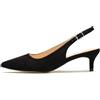 GENSHUO Scarpe décolleté da Donna con Cinturino Posteriore e Tacco Basso, Camoscio Nero, 39 EU