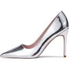 Zhabtuc Tacchi Alti 10 cm, Scarpe Slip-on a Punta da Donna Scarpe con Tacco a Spillo Décolleté da Sposa per Feste Scarpe Basic, Argento, 37 EU