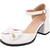 XIEPP Mary Janes con punta rotonda da donna - Comode décolleté con tacco a blocco, cinturino regolabile e grazioso fiocco decorativo