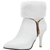 Asterisco Stivaletti da Donna con Tacco a Spillo Caldo Tacco Basso Boot Appuntito Zip Stivali Invernali, O21447Gr Bianco Numero 33 EU/32Cn