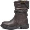 IF Stivali Stivaletti Anfibi Biker Motociclista Arricciati Caviglia Con fibia Da Donna G680 Brown N.36