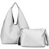 ANGELO Borsa a Spalla da Donna, Borsa a Sacca con Fori Grande Capiente, Inclusa Borsetta a Tracolla Regolabile, Shopping Bag in Pelle PU per Lavoro, Ufficio, Viaggio, Primavera Estate (Argento)