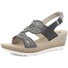 inblu Sandali Donna in Ecopelle con Zeppa e Strass, Plantare Imbottito e Cinturno Regolabile, Nero, 38