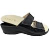 VIRGO FIRENZE Ciabatte Donna con plantare in pelle Estraibile Traspirante Antibatterico tomaia Regolabile con doppio Strappo Pantofole Made in Italy antishock, nero, 36