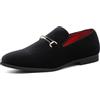 Generic Uomo Luxury Penny Loafer Slip-On Scarpe di Velluto Partito Scarpe da Ballo Scarpe da Sposa in Pelle Scamosciata,Nero,42 EU