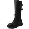 QUEEN HELENA Anfibi Stivali Alti Donna X33-58 (Nero Pu, Taglia unica, Sistema Taglie Calzature EU, Adulto, Donna, Numero, Media, 37)