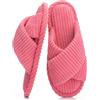GOEWY - Pantofole da donna in memory foam, per casa, camera da letto, velluto a coste, fasce incrociate, punta aperta, sandali, scarpe comode, suola antiscivolo, Rosy Red, 7-8
