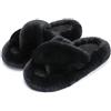 Chantomoo Pantofole da Donna in Memory Foam, per Camera da Letto, in Peluche, Comode, Foderate in Finta Pelliccia, Suola Antiscivolo, Pantofole Regalo alla Moda Croce,Nero 40/41 EU