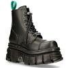 New Rock Stivali Unisex New Rock M-NEWMILI083-VS2 in Pelle Nera Vegana con Plateau da Motociclista Gotico Punk Scarpe Metallizzate Stile Militare 4