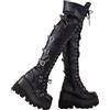 tinetill Stivali con plateau da donna invernali neri stivali gotici punk sopra il ginocchio stivali al ginocchio con zip stivali stringati stivali lunghi con tacco largo stivali invernali