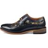 Infinity Leather Scarpe Eleganti Brogue da Uomo in Pelle Blu Navy con Stampa Floreale - Ross