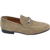 Malu Shoes Scarpe Uomo Mocassino in Vera Pelle camoscio Beige Morsetto Argento Suola in Gomma con Antiscivolo Tallone Rinforzato