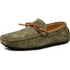 LITNERMIA Mens suola in gomma autunno inverno mocassini lacci nodo camoscio guida mocassini scarpe da passeggio, Verde (Verde), 39 1/3 EU