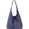 Modarno Borsa a tracolla da donna in pelle scamosciata pochette, borsa a tracolla, shopper, da donna, in vera pelle (Blu Acciao)