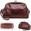 Contacts Kiss Lock - Pochette da donna in vera pelle, con chiusura a bacio, da polso, borsetta da sera, Rosso, M, C3059