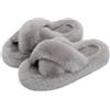 Chantomoo Pantofole da Donna in Memory Foam, per Camera da Letto, in Peluche, Comode, Foderate in Finta Pelliccia, Suola Antiscivolo, Pantofole Regalo alla Moda Croce,Grigio 36/37 EU