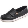 Feversole Comfort Women's Leather Daily Loafer, Pelle da Donna Loafer Giornaliero Driving Flats Flessibile Walking Boat Shoes Pelle di Grano vegana Nera 39