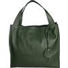 Chicca Borse Borsa a Spalla Donna in Pelle Made in italy 40x36x10 Cm (Verde Scuro N.)