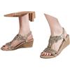 Generico Sandali Gioiello Donna Boho con Zeppa 37-42 EU in Pelle Sandalo Mare Estivo Schiava con Elastico Caviglia Scarpe Eleganti Piatta Casual Comodi per Ufficio Spiaggia Piscina Hawaiana Vacanza Viaggio,37