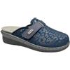 VIRGO FIRENZE Pantofole Donna Made in Italy con Plantare Estraibile, Ciabatte Sanitarie con Strappo Regolabile, Comode con Zeppa e Suola Antiscivolo, blu, 38