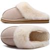 KuaiLu Pantofole Donna Invernali Pelose Chiuse Ciabatte Casa Calde Peluche Pelo Foderata Babbucce Comode Memory Foam Slippers Antiscivolo Suola Scarpe Niente tacchi Beige 36