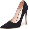 Zhabtuc Scarpe con Tacco Alto da Donna, Décolleté a Punta in Camoscio, Tacco Stiletto da 12 cm, Ideali per Feste Eleganti e Occasioni Speciali, Scamosciato Nero, 38.5 EU