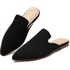Tilocow - Mules da donna, comode, a punta, mocassini senza lacci, scarpe da lavoro casual, aperte dietro, con chiusura a scorrimento, B nero, 39.5 EU