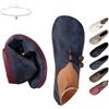 Generic Scarpe ortopediche morbide e flessibili, mocassini retrò larghi da donna, leggeri e confortevoli, con punta tonda, ballerine in pelle scamosciata, con bottone elastico, in finta pelle, Blu B, 37.5 EU