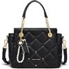Cnoles Elegante borsa da donna trapuntata, in ecopelle con catena d'oro, ciondolo e tracolla, Nero