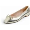 Feversole Women's Square Toe Fashion Flat,Punta Quadrata Tacco Basso Slip On Flats in Pelle vegana Verniciata Oro 40 EU