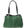 Girly Handbags Borsa a tracolla da donna in pelle scamosciata italiana Hobo Tote borsa per le donne piccola, Verde scuro, W 30, H 20, D 10 cm (W 12, H 8, D 4 inches)