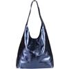 Modarno Borsa a tracolla da donna in pelle scamosciata laminato 34x17x59 cm (Blu Metallizzato)