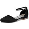 Yhsdfcn Ballerine Mary Jane in Raso Bianco Donna, Scarpe da Sposa a Punta Tonda con Cinturino alla Caviglia e Taglio D'Orsay, Eleganti Scarpe Basse da Cerimonia