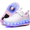 Lovelysi Unisex Bambini e Ragazze Scarpe da LED Luce USB Ricaricabile Singolo Doppia Ruota Skateboard Sportive con Rotelle Automatiche Ruota Diritta Formatori Outdoor Multisport Ginnastica Running Sneaker