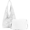 ANGELO Borsa a Spalla da Donna, Tote Bag in Pelle PU Inclusa Pochette con Tracolla Regolabile e Rimovibile, Shopper Hobo con Fori per Università, Lavoro, Vacanza, Estate/Primavera (Bianco)